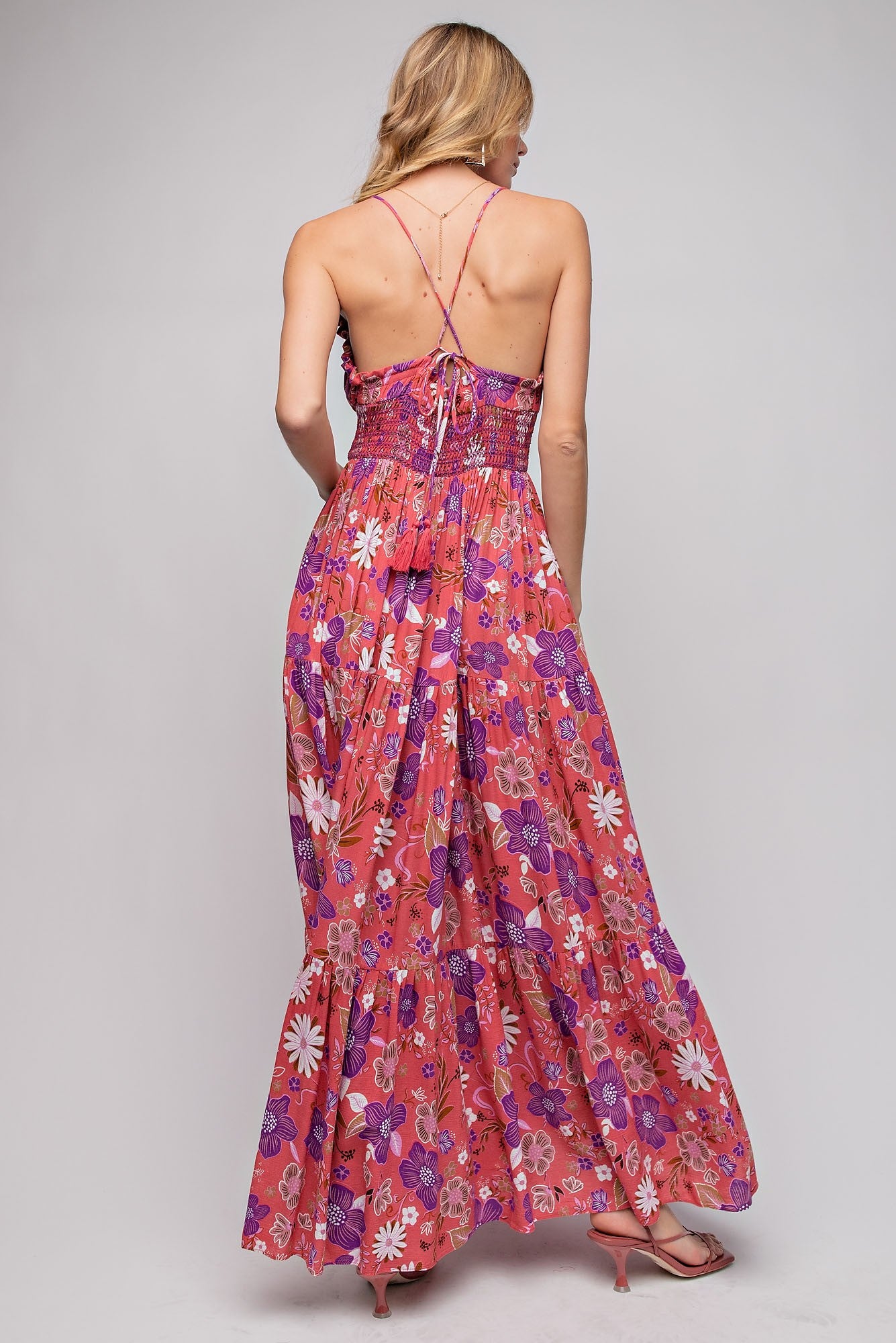 Pink Floral Printed Maxi Dress – PinkBlush