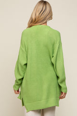 Lime Green Cable Knit Accent Maternity Cardigan