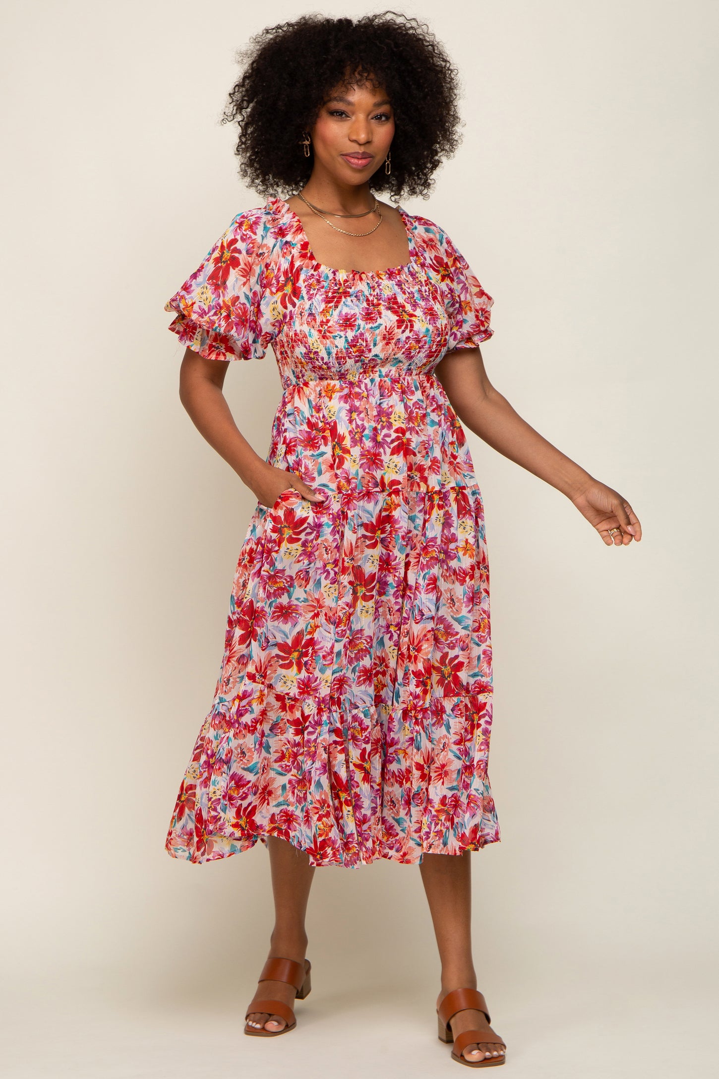 red chiffon dress midi Red Chiffon A-Line Slip Midi Dress & Reviews - Red - Dresses