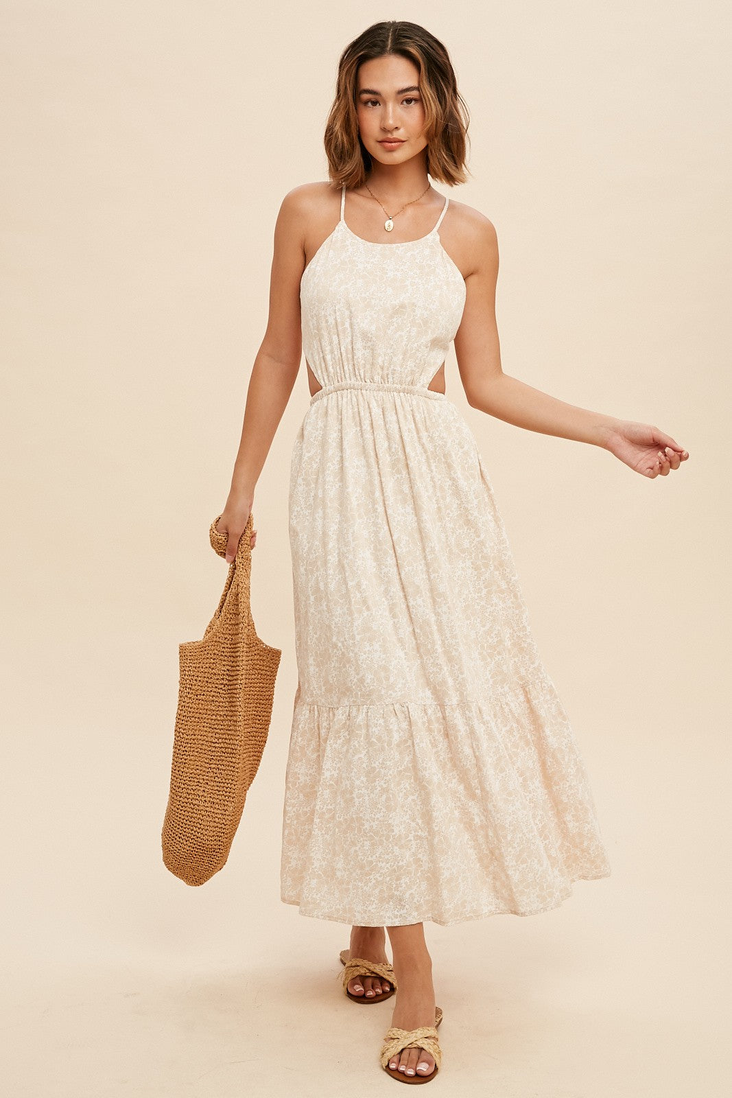 Cream Cut Out Bow Back Cami Maxi Dress – PinkBlush
