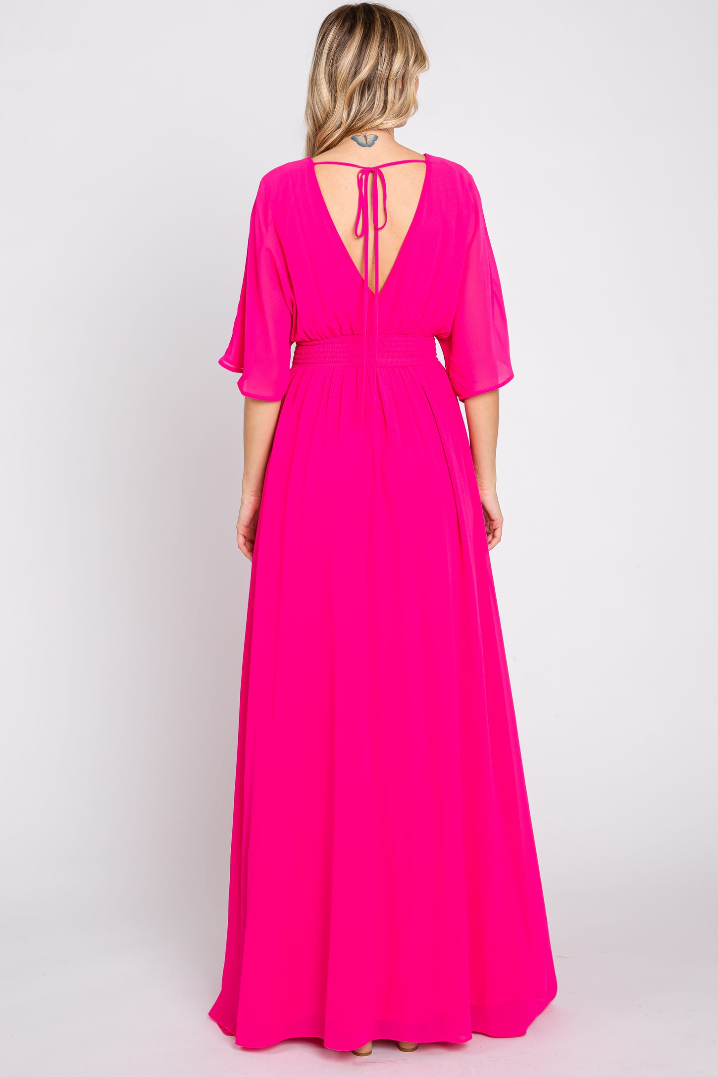 fuchsia chiffon dress MIRA CHIFFON DRESS IN FUCHSIA