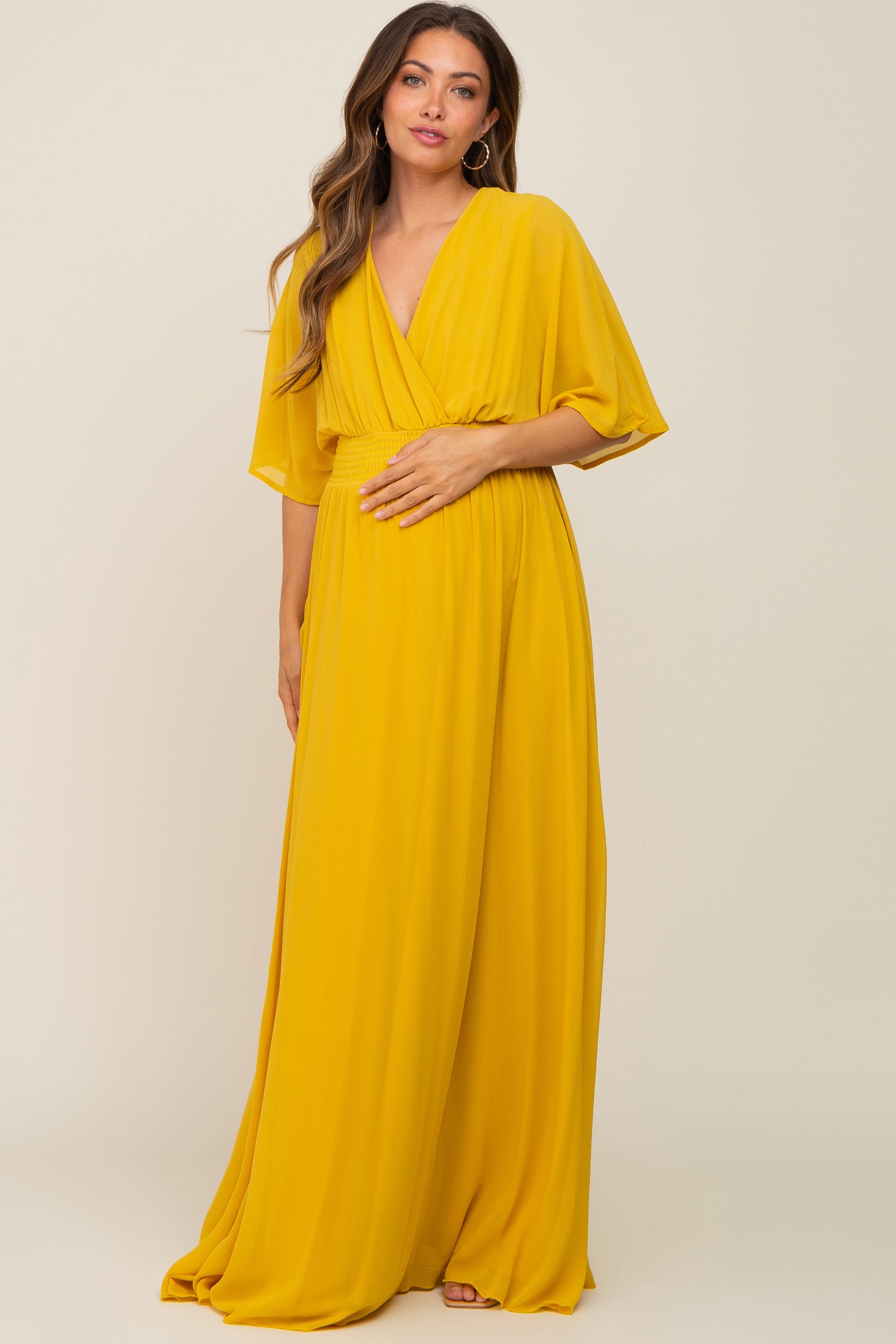 Yellow chiffon maxi dress Clearance
