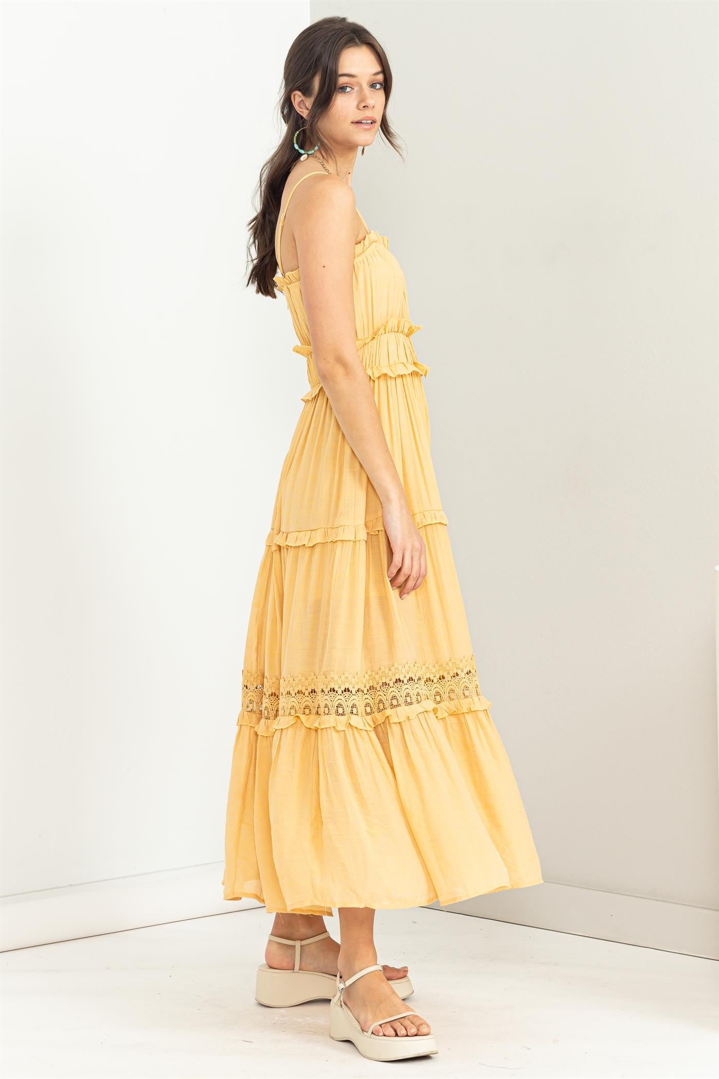 Yellow Ruffle Tiered Maxi Dress PinkBlush Yellow Ruffle Tiered Maxi Dress PinkBlush
