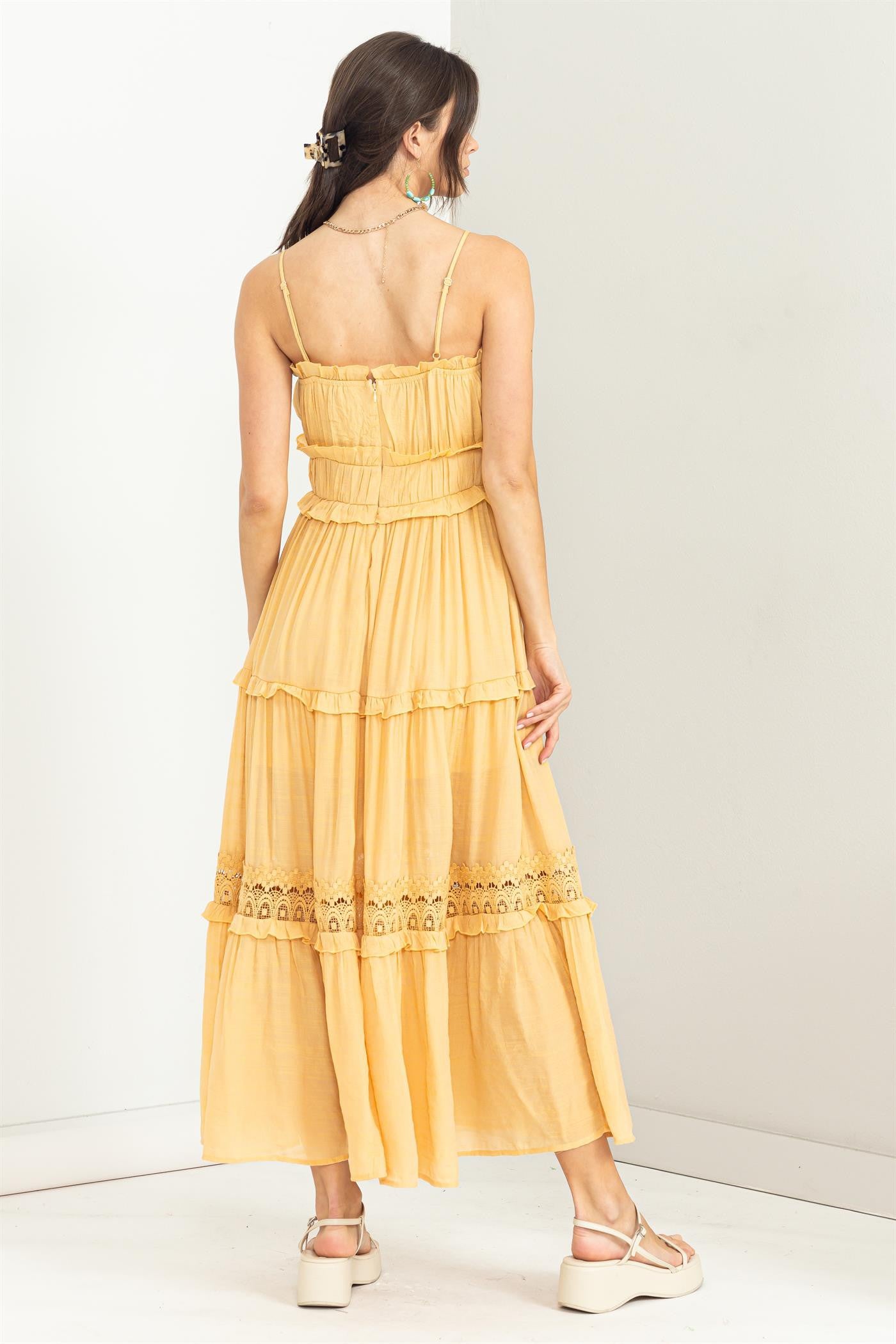 Yellow Ruffle Tiered Maxi Dress PinkBlush Yellow Ruffle Tiered Maxi Dress PinkBlush