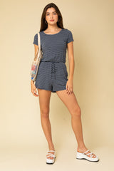 Navy White Stripe Back Twist Romper
