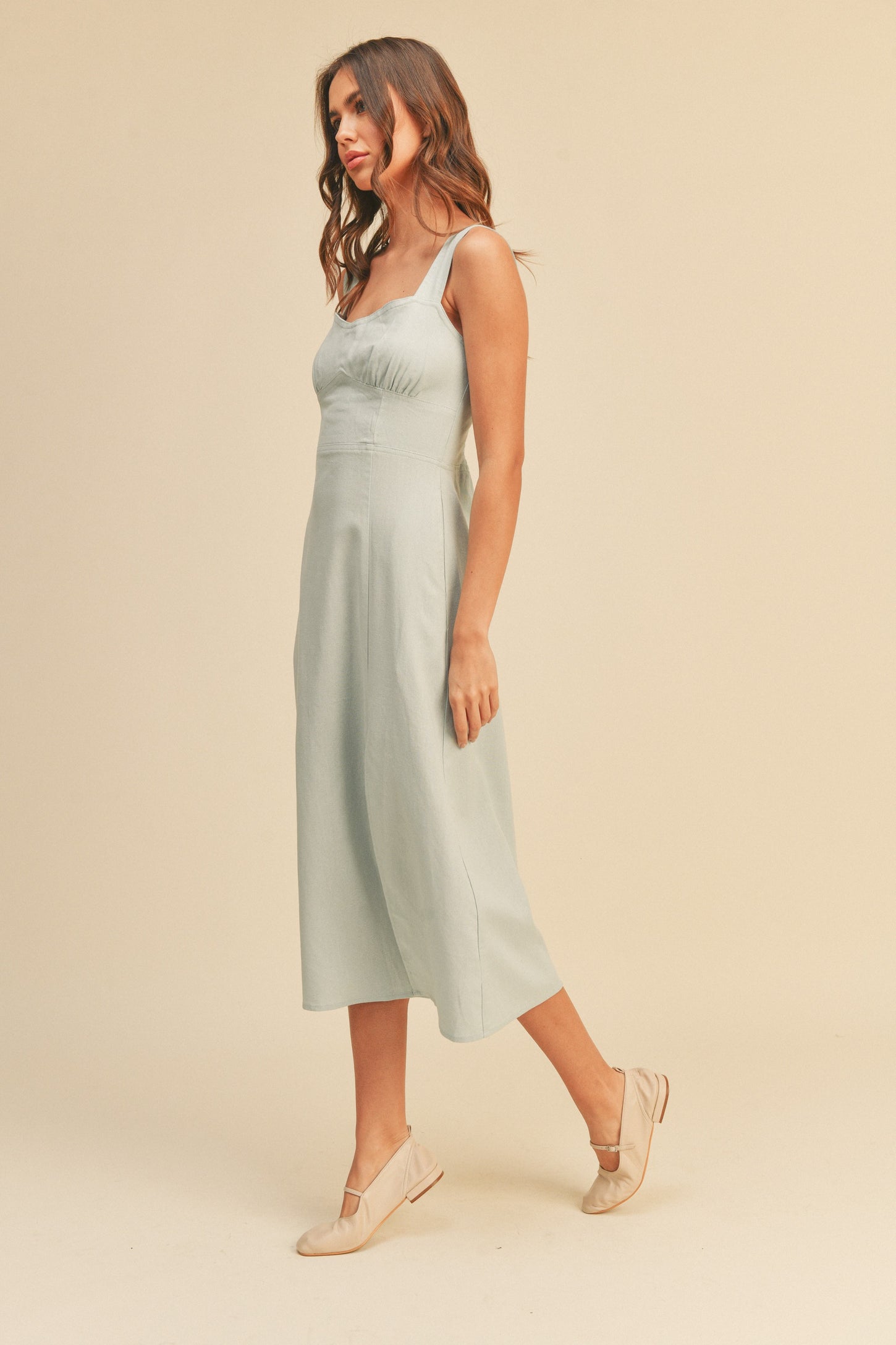Powder Blue Linen Slit Dress – PinkBlush