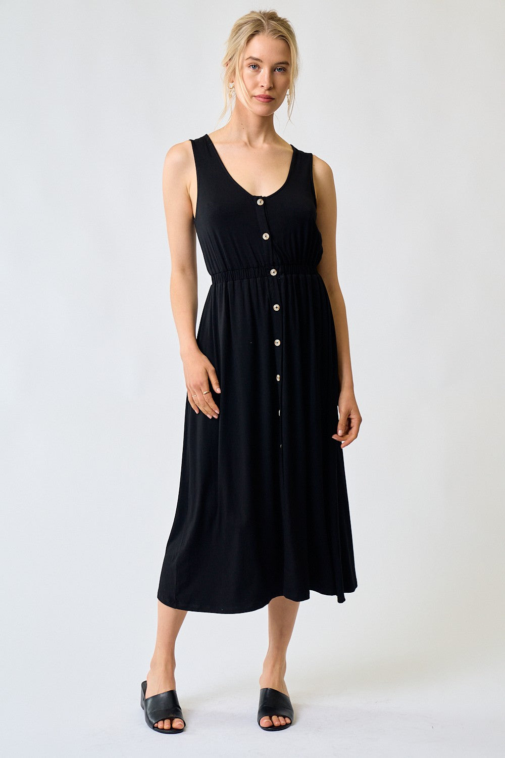 Black Button Down Midi Dress – PinkBlush