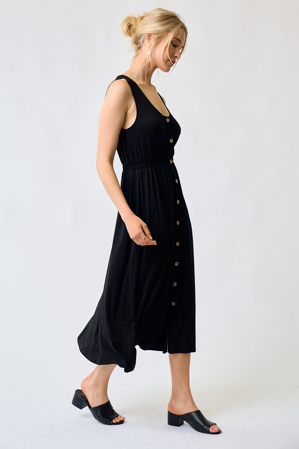 Black Button Down Midi Dress – PinkBlush