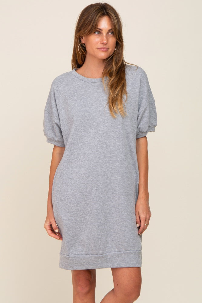 Heather Grey Short Sleeve Oversized T-Shirt Dress Large