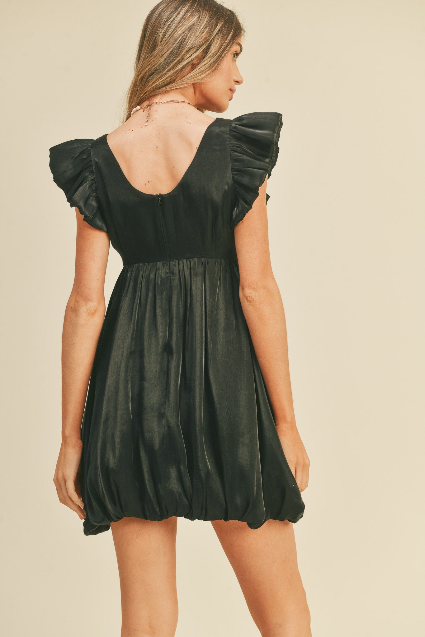Black Metallic Bubble Hem Mini Dress PinkBlush Black Metallic Bubble Hem Mini Dress PinkBlush