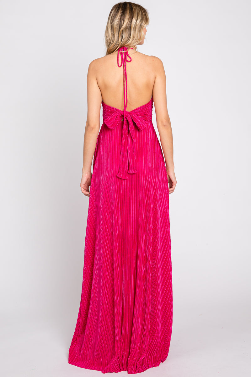 Deep Sea Printed Halter Back Tie-up Light Weight Maxi Dress main image 1
