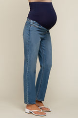 Blue Straight Leg Maternity Jeans