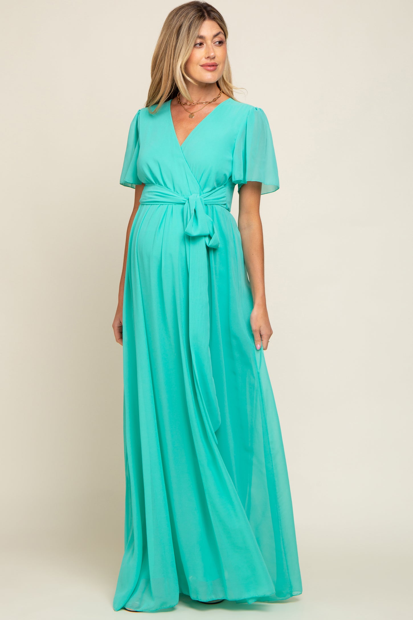 aqua chiffon dress boohoo Women's Plus Chiffon Strappy Ruffle Maxi Dress in Aqua