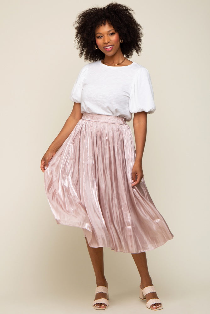 mairee dusty pink satin pleated midi dress Rayne Satin Pleated Dress