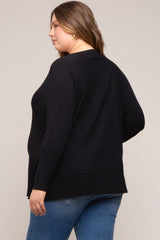 Black Knit Long Dolman Sleeve Plus Maternity Top