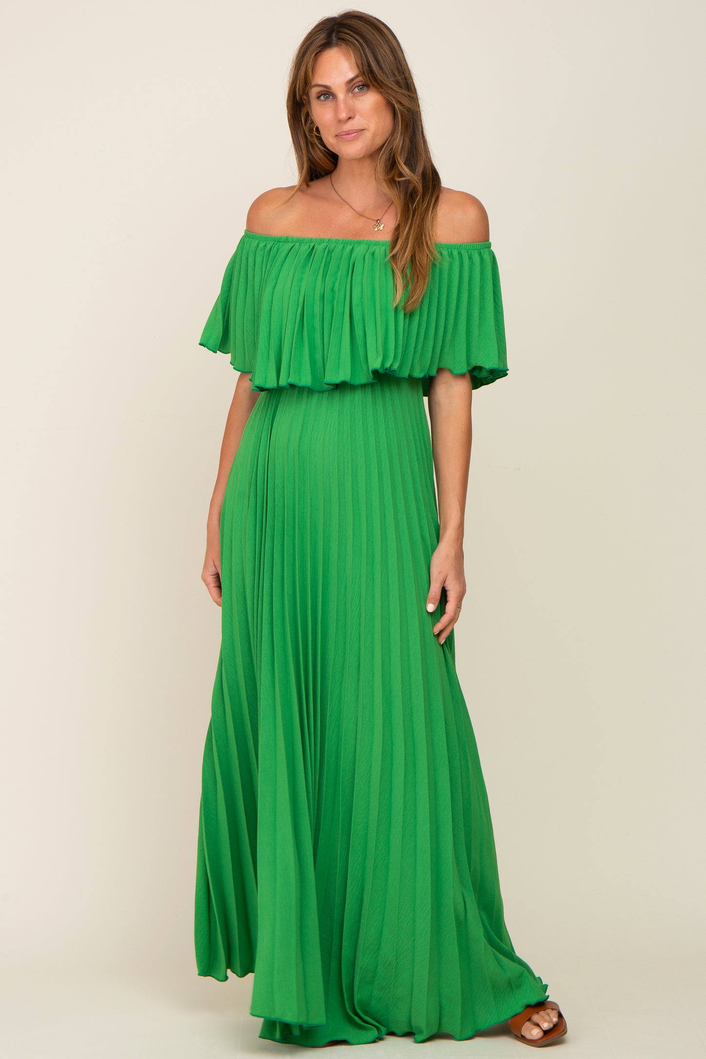 off shoulder pleated maxi dress CORINTHIA OFF SHOULDER PLEATED GOWN CERULEAN / L