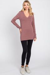 Burgundy Fitted Long Sleeve Top