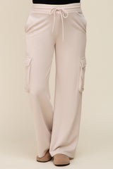 Beige Pocketed Maternity Sweatpants