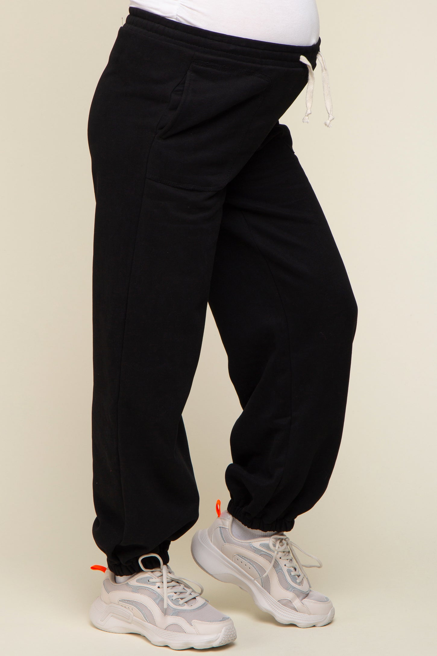 Sweatpants String Black Drawstring Maternity Relaxed Fit Sweatpants – PinkBlush