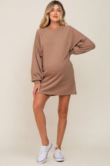 Mocha Ultra Soft Maternity Sweatshirt Dress