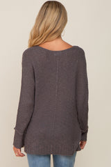 Charcoal Chunky Knit Side Slit Maternity Sweater