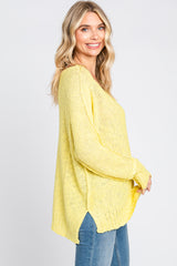 Yellow Chunky Knit Side Slit Sweater
