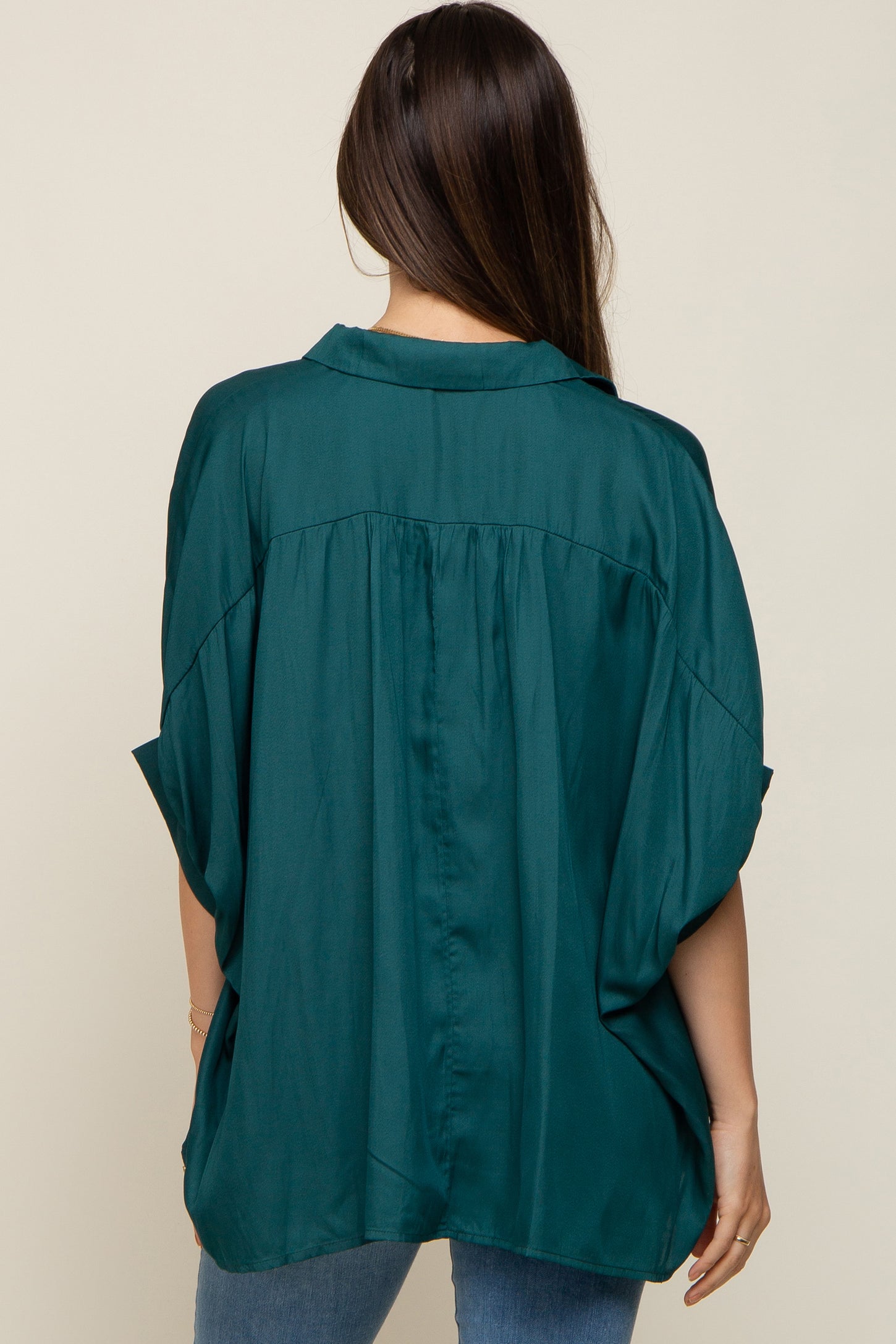 Green Oversized Button Down Maternity Blouse