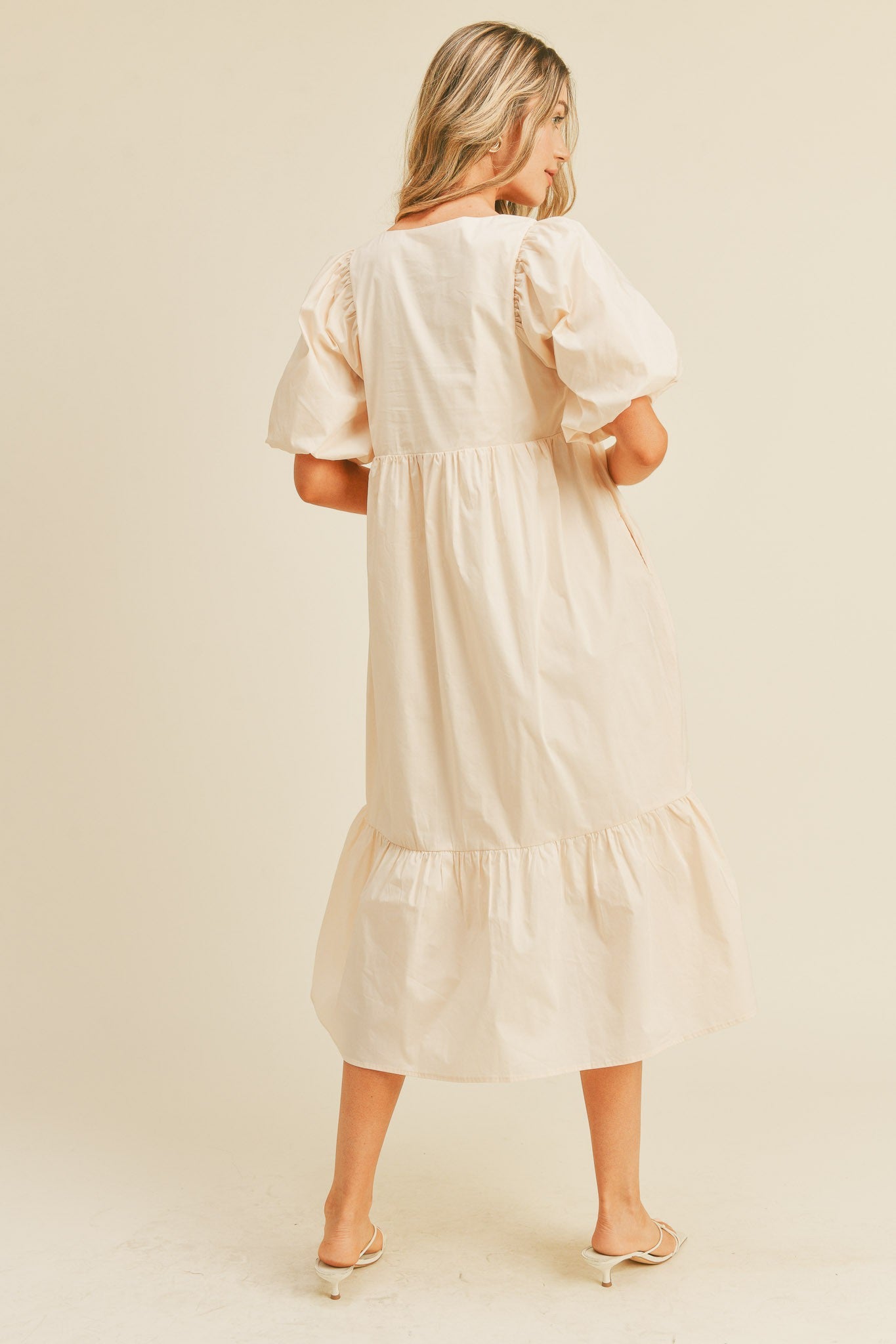 Cream Balloon Sleeve Oversized Midi Dress – PinkBlush