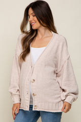 Cream Soft Chunky Chenille Button Front Maternity Cardigan
