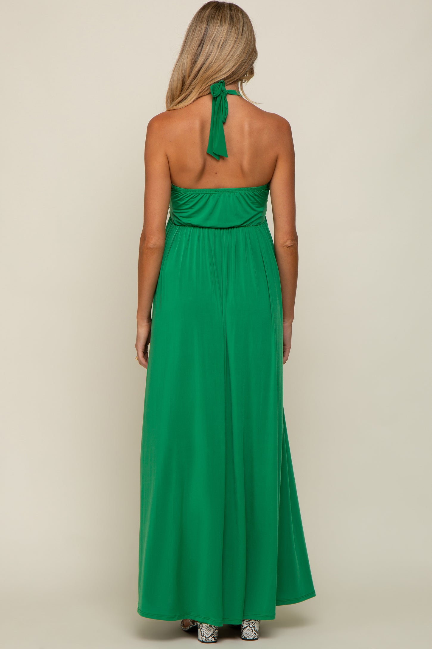 Emerald Knot Front Maternity Maxi Dress