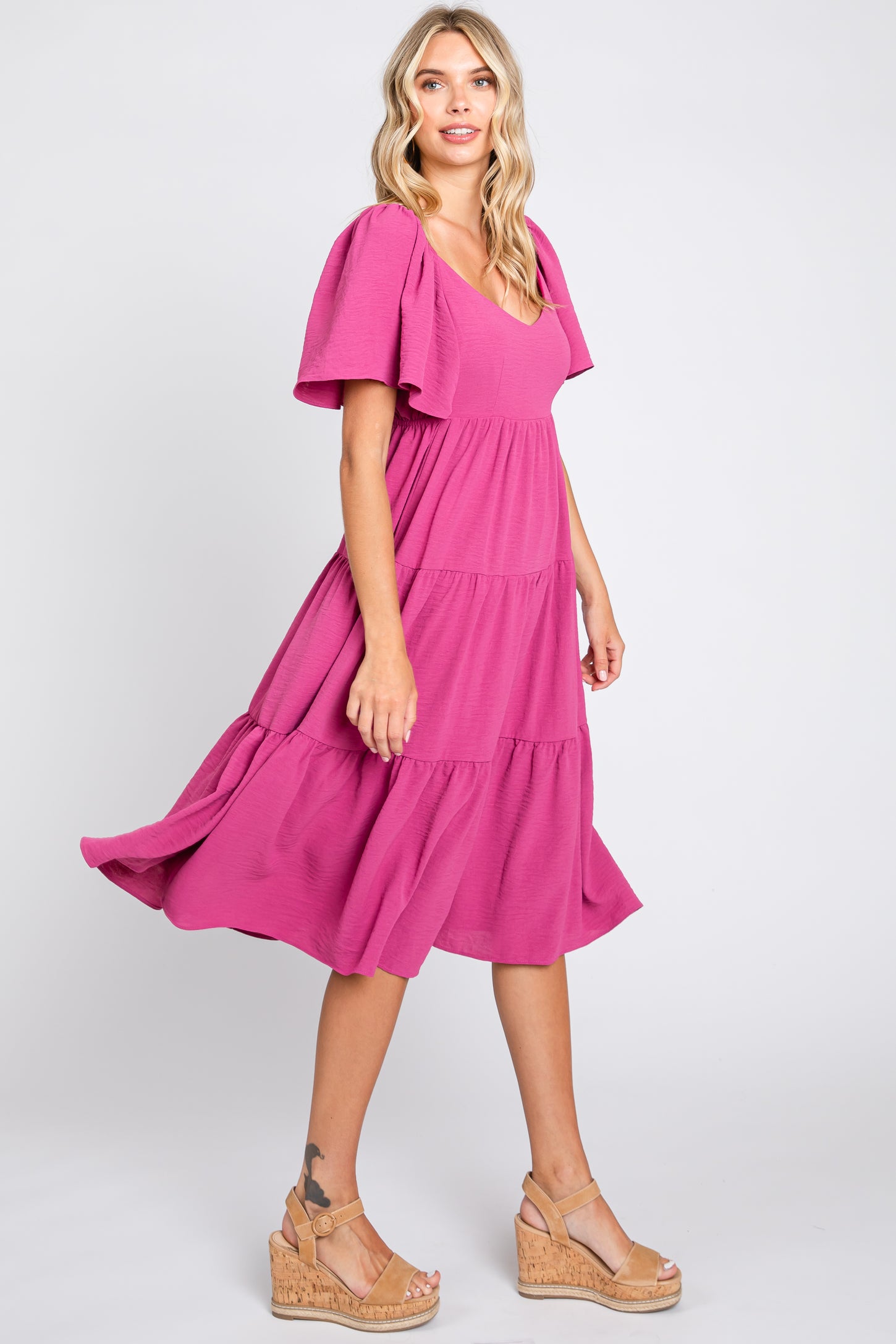 criss cross back midi dress Delaney Crisscross Back Dress