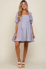 Periwinkle Textured Pleated Maternity Dress