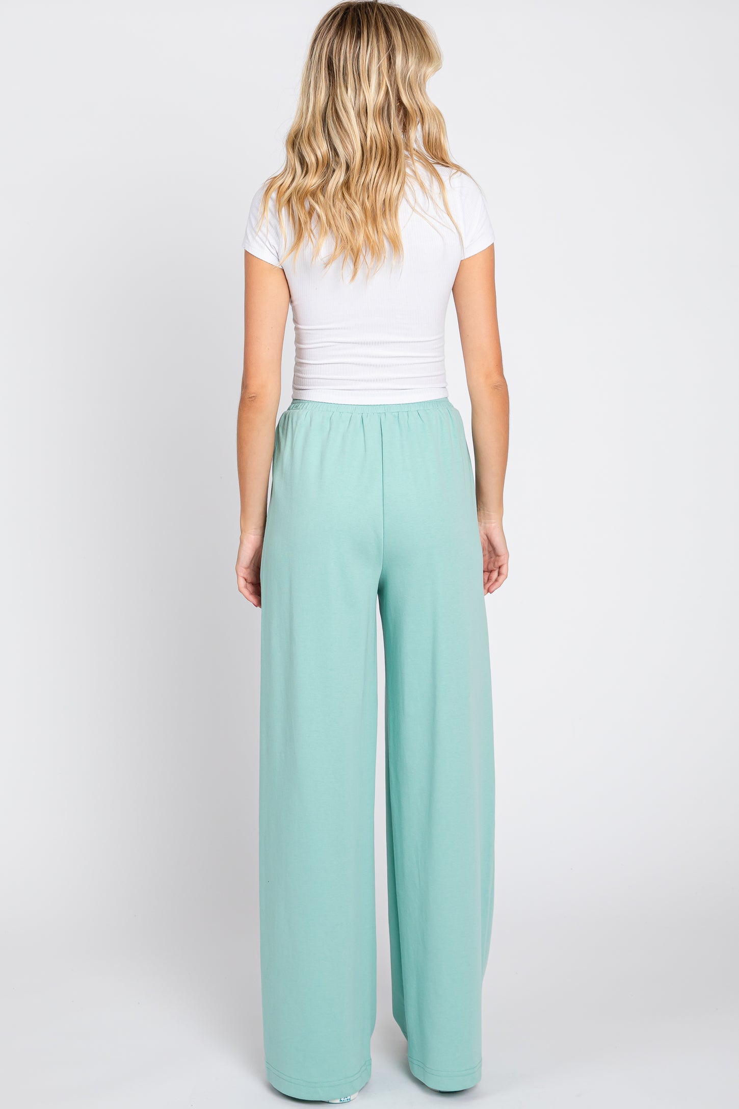 Mint Green Basic Wide Leg Lounge Pants PinkBlush Mint Green Basic Wide Leg Lounge Pants PinkBlush