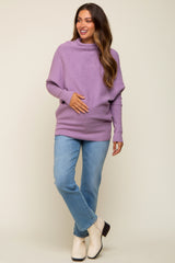 Lavender Funnel Neck Dolman Sleeve Maternity Sweater