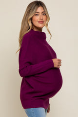 Plum Funnel Neck Dolman Sleeve Maternity Sweater