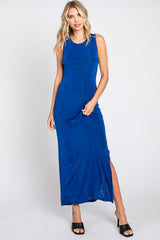 Royal Blue Side Slit Midi Dress