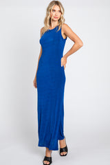 Royal Blue Side Slit Midi Dress