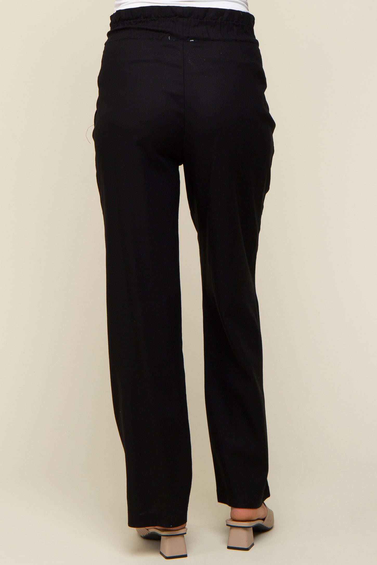 Black Ruffle Tie Waist Linen Maternity Pants PinkBlush Black Ruffle Tie Waist Linen Maternity Pants PinkBlush