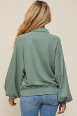 Sage Collared Button Maternity Pullover