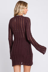Brown Ladder Knit Long Sleeve Dress/Tunic