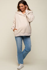 Beige Collared Maternity Pullover