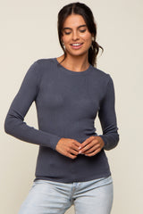 Charcoal Knit Long Sleeve Maternity Top
