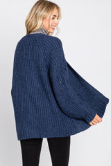 Navy Blue Chunky Knit Cardigan