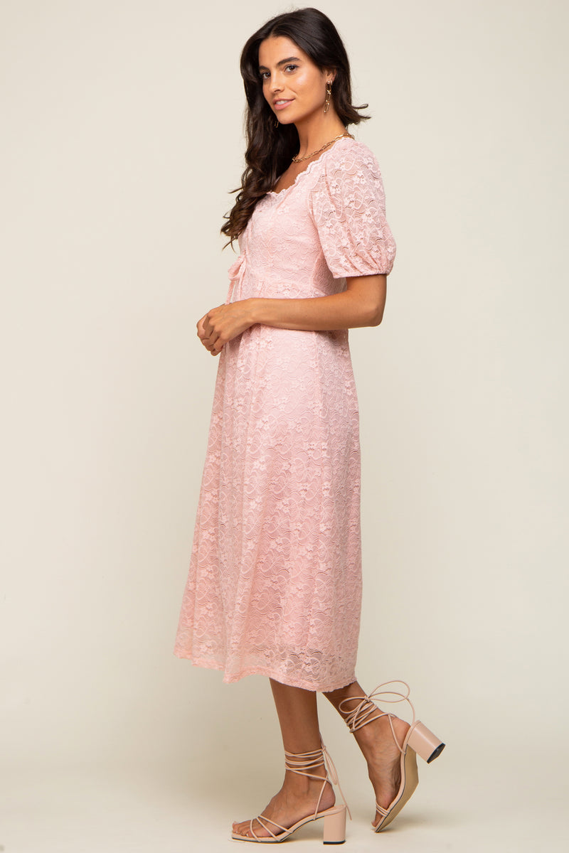 Light Pink Lace Cutout Midi Dress – PinkBlush