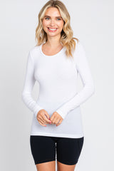 Ivory Ribbed Long Sleeve Top