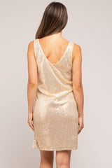Gold Sequin Sleeveless Maternity Dress