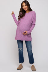 Lavender Brushed Knit Maternity Sweater