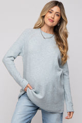 Light Blue Brushed Knit Maternity Sweater