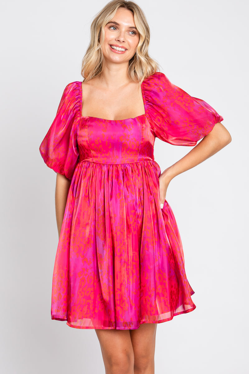 Blouse Femme Free People à Manches Bouffantes - Imprimé Léopard Rose - Taille M