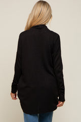 Black Ribbed Open Front Maternity Cardigan
